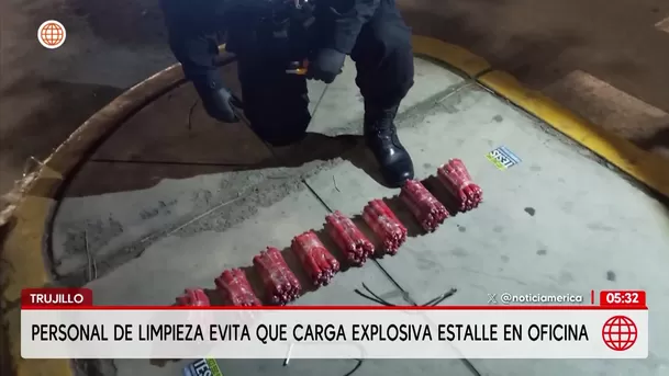 Trabajadores de limpieza evitan explosión de 80 cartuchos de dinamita en Trujillo. Foto: América Noticias