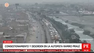 Tráfico en Ramiro Prialé por cierre de avenida rumbo a Chosica