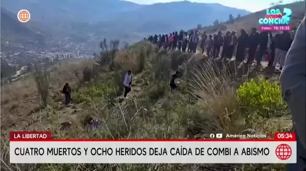 Tragedia en Otuzco: Caída de combi a abismo deja 4 muertos y 8 heridos. Foto: América Noticias Tragedia en Otuzco: Caída de combi a abismo deja 4 muertos y 8 heridos. Foto: América Noticias