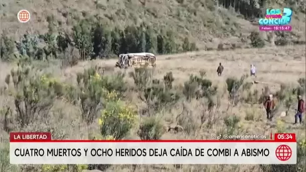 Tragedia en Otuzco: Caída de combi a abismo deja 4 muertos y 8 heridos. Foto: América Noticias Tragedia en Otuzco: Caída de combi a abismo deja 4 muertos y 8 heridos. Foto: América Noticias