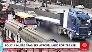 Tráiler atropella y mata a policía que iba en moto en Los Olivos. Foto y video: América Noticias