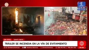 Tráiler cargado de golosinas se incendia en la Vía de Evitamiento en Santa Anita. Foto y video: América Noticias