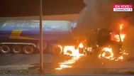 Tráiler se incendió en la Panamericana Norte en Chancay