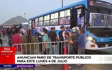 Transporte público: Gremios anunciaron paro total en Lima y Callao para el 4 de julio - Noticias de paro-transportistas