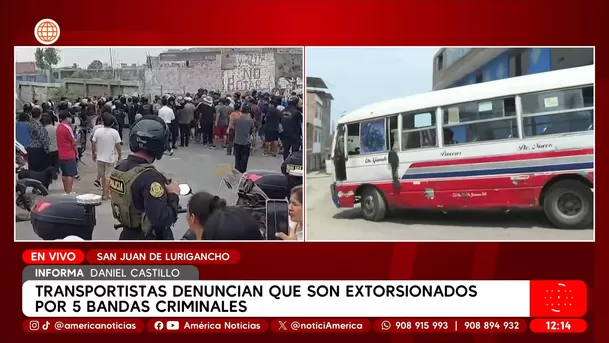 Transportistas denuncian que son extorsionados por cinco bandas criminales en San Juan de Lurigancho. Foto: América Noticias Transportistas denuncian que son extorsionados por cinco bandas criminales en San Juan de Lurigancho. Foto: América Noticias