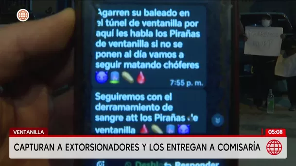 Transportistas detienen a dos presuntos extorsionadores en Ventanilla. Foto: América Noticias