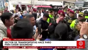 Policía retuvo a transportistas durante protesta en SJL. Foto y Video: AN