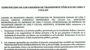 Transportistas seguirán operando este 15 de octubre en Lima y Callao. Video: Canal N