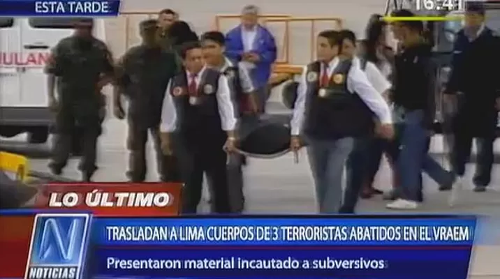 Cuerpos de los tres terroristas abatidos en el VRAEM llegaron a Lima Cuerpos de los tres terroristas abatidos en el VRAEM llegaron a Lima