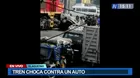 Tren chocó contra auto en El Agustino