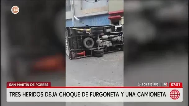 Tres heridos deja choque de furgoneta en SMP/ América Noticias