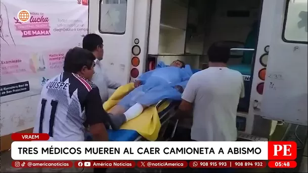 Tres médicos mueren al caer camioneta a abismo en el Vraem. Foto: América Noticias Tres médicos mueren al caer camioneta a abismo en el Vraem. Foto: América Noticias