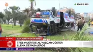 Tres muertos tras volcadura de cúster en San Martín de Porres