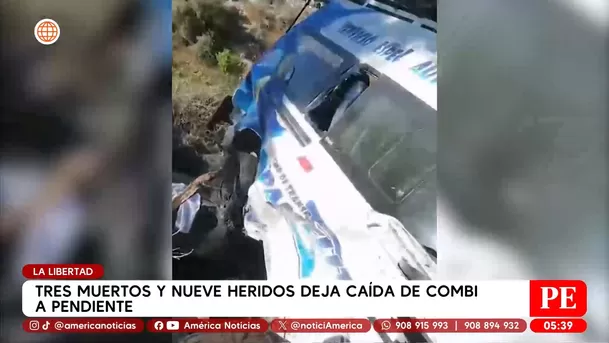 Tres muertos y nueve heridos tras caída de combi en La Libertad. Foto: América Noticias