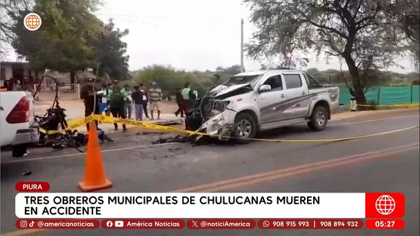 Tres obreros municipales de Chulucanas mueren en accidente en Piura. Foto: América Noticias