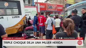 Triple choque deja una mujer herida en San Juan de Lurigancho. Foto y video: América Noticias