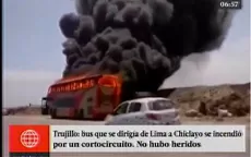 Trujillo: bus se incendió en una vía principal por un cortocircuito - Noticias de cortocircuito