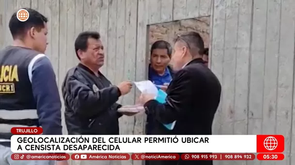 Censista desaparecida fue hallada en Trujillo gracias a geolocalización. Foto: América Noticias