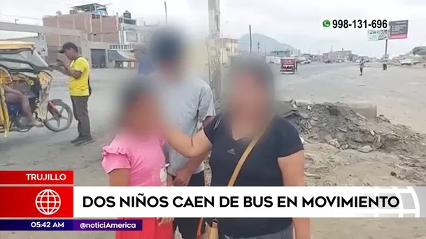 Niños cayeron de bus en Trujillo. Foto: América Noticias Niños cayeron de bus en Trujillo. Foto: América Noticias