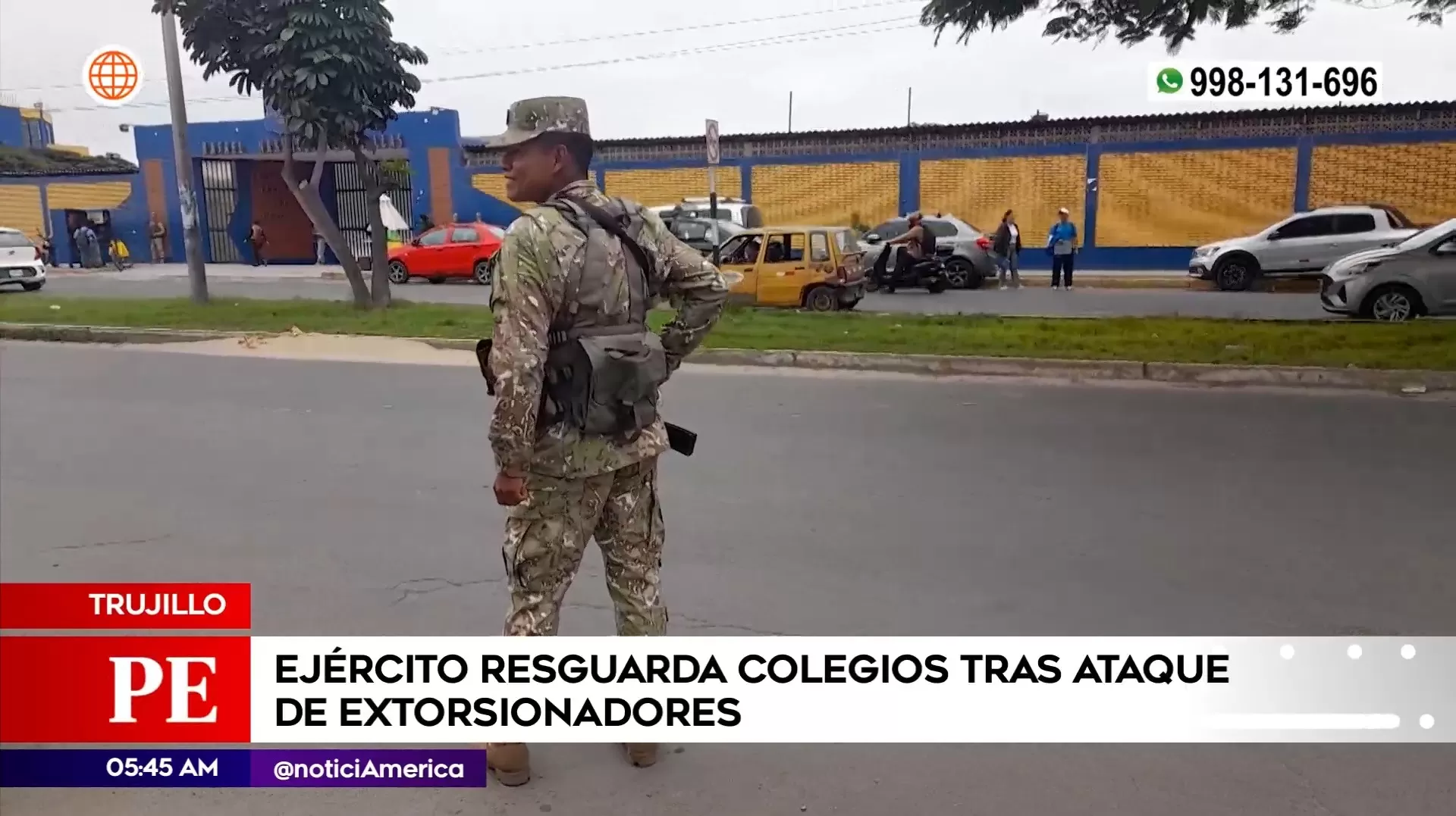 Ejército resguarda colegios tras ataques de extorsionadores en Trujillo. Foto: América Noticias