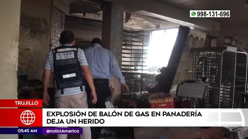 Trujillo: Explosión de balón de gas en panadería dejó un herido