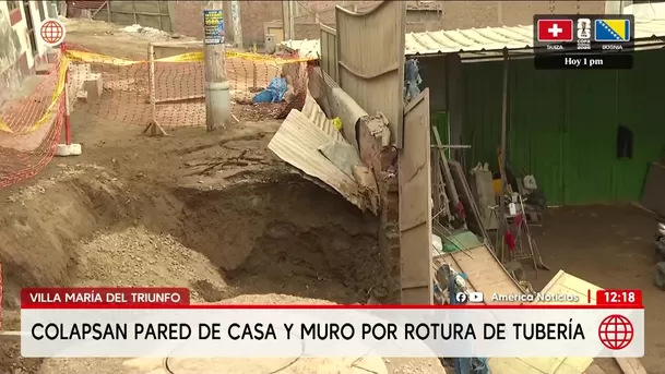 Tubería rota daña casa en Villa María del Triunfo. Foto: América Noticias Tubería rota daña casa en Villa María del Triunfo. Foto: América Noticias