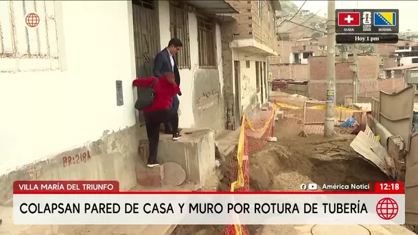 Tubería rota daña casa en Villa María del Triunfo. Foto: América Noticias Tubería rota daña casa en Villa María del Triunfo. Foto: América Noticias