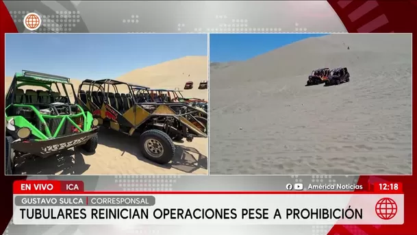 Tubulares de Huacachina reanudan operaciones tras reunión con MTC. Foto: América Noticias