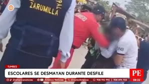 Tumbes: Escolares se desmayaron en desfile por intenso calor. Foto y video: Canal N