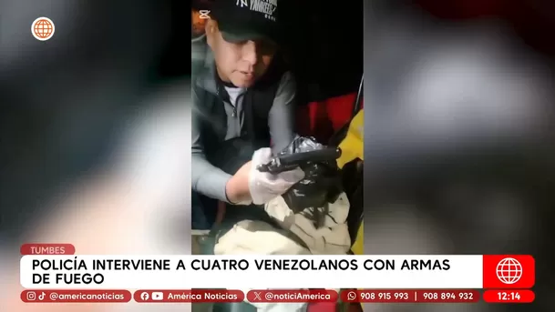 Policía interviene a cuatro extranjeros con armas de fuego en Tumbes. Foto: América Noticias Policía interviene a cuatro extranjeros con armas de fuego en Tumbes. Foto: América Noticias