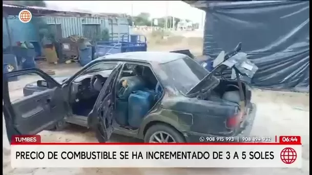 Incremento del precio del combustible en Tumbes impulsa la venta de gasolina de contrabando/ América Noticias Incremento del precio del combustible en Tumbes impulsa la venta de gasolina de contrabando/ América Noticias