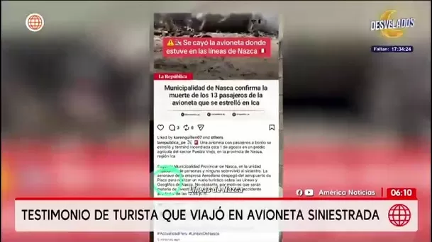 Turista contó experiencia en avioneta de Nasca/ América Noticias Turista contó experiencia en avioneta de Nasca/ América Noticias
