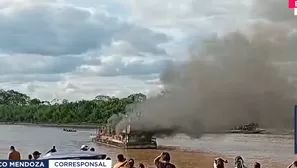 Dos heridos por incendio en embarcación en Atalaya, Ucayali. Foto y video: Canal N