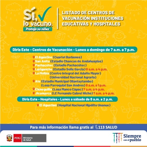 Vacunación a niños de 5 a 11 años: Estos son los centros de inmunización en Lima y Callao