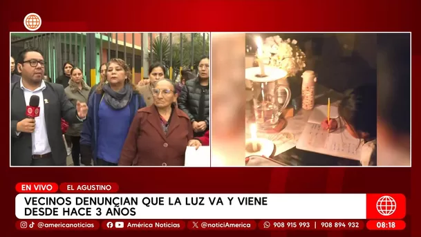 Vecinos de El Agustino denuncian a Plus por cortes de luz. Foto: América TV