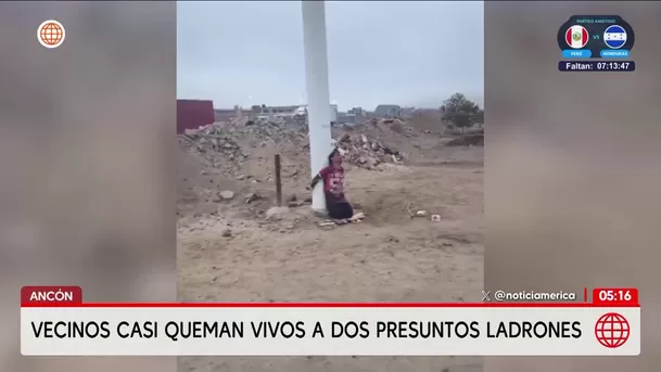 Vecinos de Ancón casi queman vivos a dos presuntos ladrones. Foto: América Noticias Vecinos de Ancón casi queman vivos a dos presuntos ladrones. Foto: América Noticias