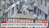 Vecinos atrapan y atan a poste a presunto ladrón en Ate