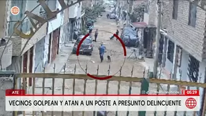 Vecinos atrapan y atan a poste a presunto ladrón en Ate. Foto y video: América Noticias