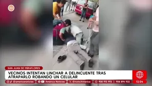 Vecinos casi linchan a ladrón atrapado robando un celular en SJM. Foto y video: América Noticias