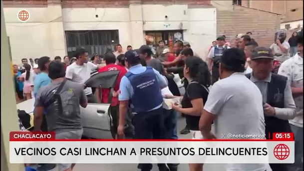 Vecinos de Chaclacayo intentan linchar a presuntos delincuentes. Foto: América Noticias