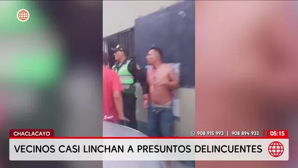 Vecinos de Chaclacayo intentan linchar a presuntos delincuentes. Foto: América Noticias