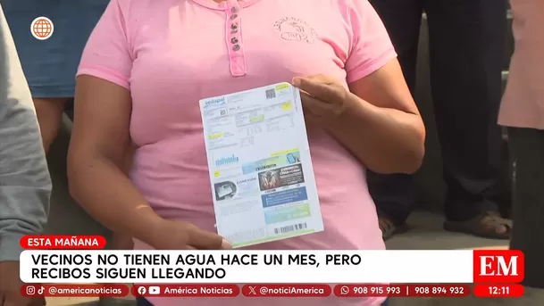 Vecinos no tienen agua hace un mes, pero recibos siguen llegando. Foto: América Noticias Vecinos no tienen agua hace un mes, pero recibos siguen llegando. Foto: América Noticias