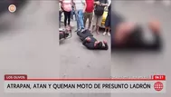 Vecinos de Los Olivos capturan y queman moto de presunto ladrón