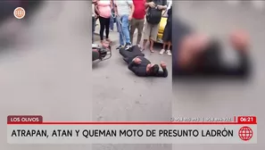 Vecinos de Los Olivos capturan y queman moto de presunto ladrón. Foto y video: América Noticias