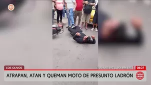 Vecinos de Los Olivos capturan y queman moto de presunto ladrón. Foto y video: América Noticias