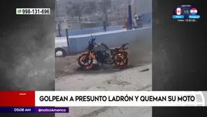 Queman moto de presunto ladrón. América Noticias