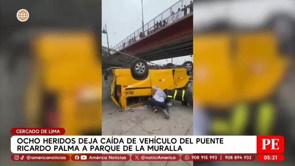 Vehículo cae del puente Ricardo Palma y deja ocho heridos. Foto: América Noticias