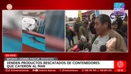 Venden productos rescatados del mar tras caída de contenedores