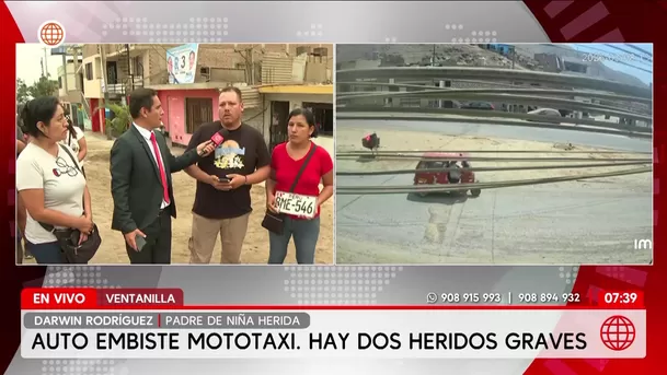 Auto a toda velocidad embiste mototaxi y deja dos heridos. Foto: América Noticias