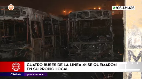 Buses de transporte público se incendiaron en Ventanilla. Foto: América Noticias